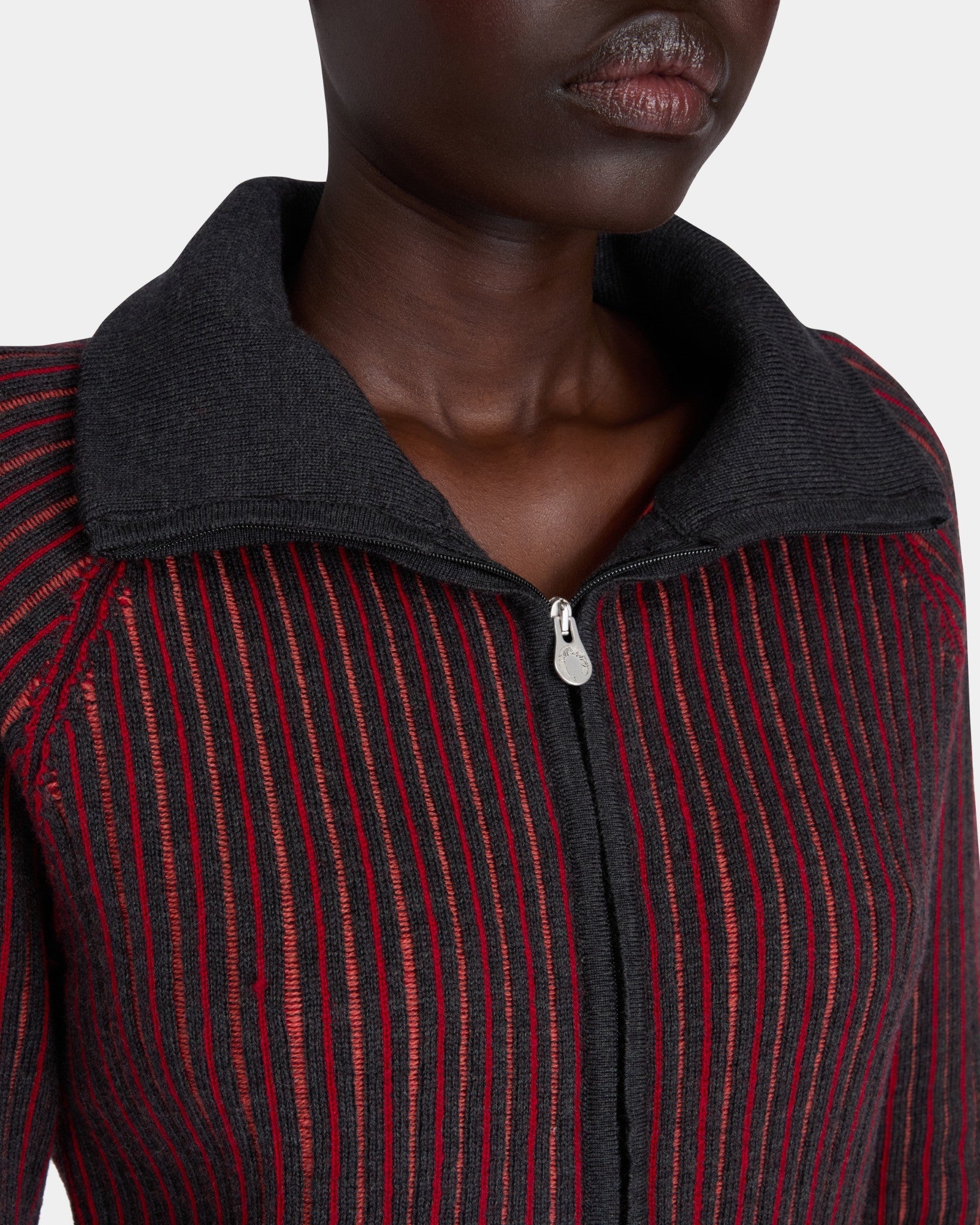 STRIPED CARDIGAN WITH ZIP
