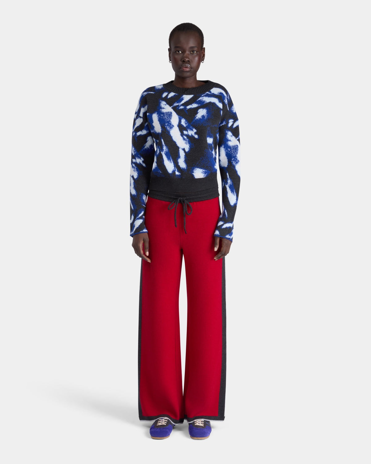 BOXY JACQUARD SWEATER IN BLUE