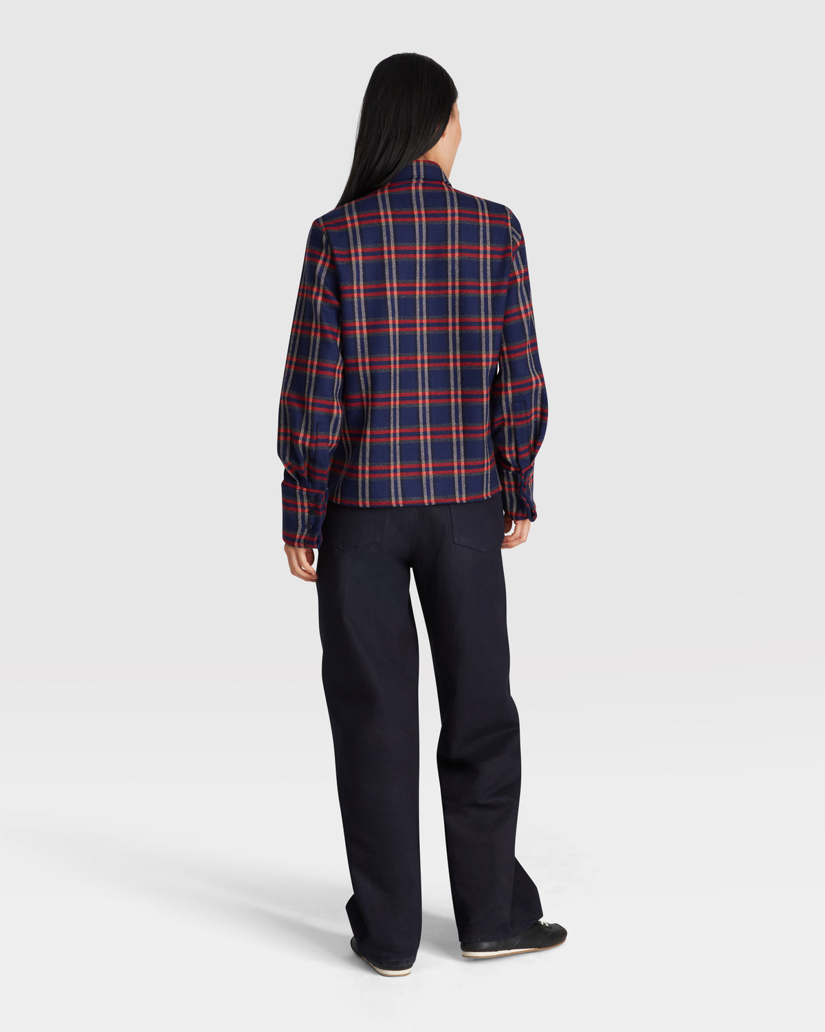 Bib Shirt in Navy Merino Wool