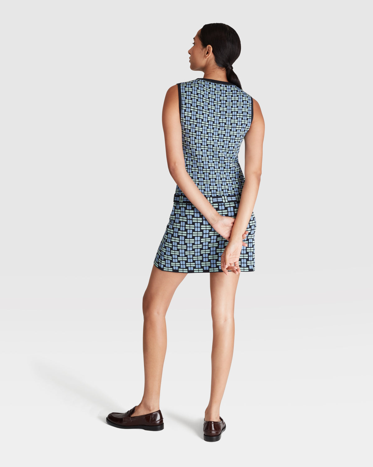 Belted Knitted Jacquard Mini Dress