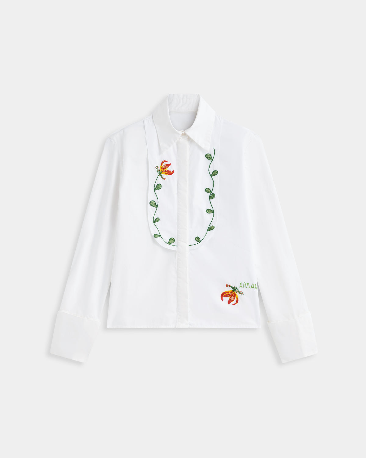 Bib Shirt in White Cotton