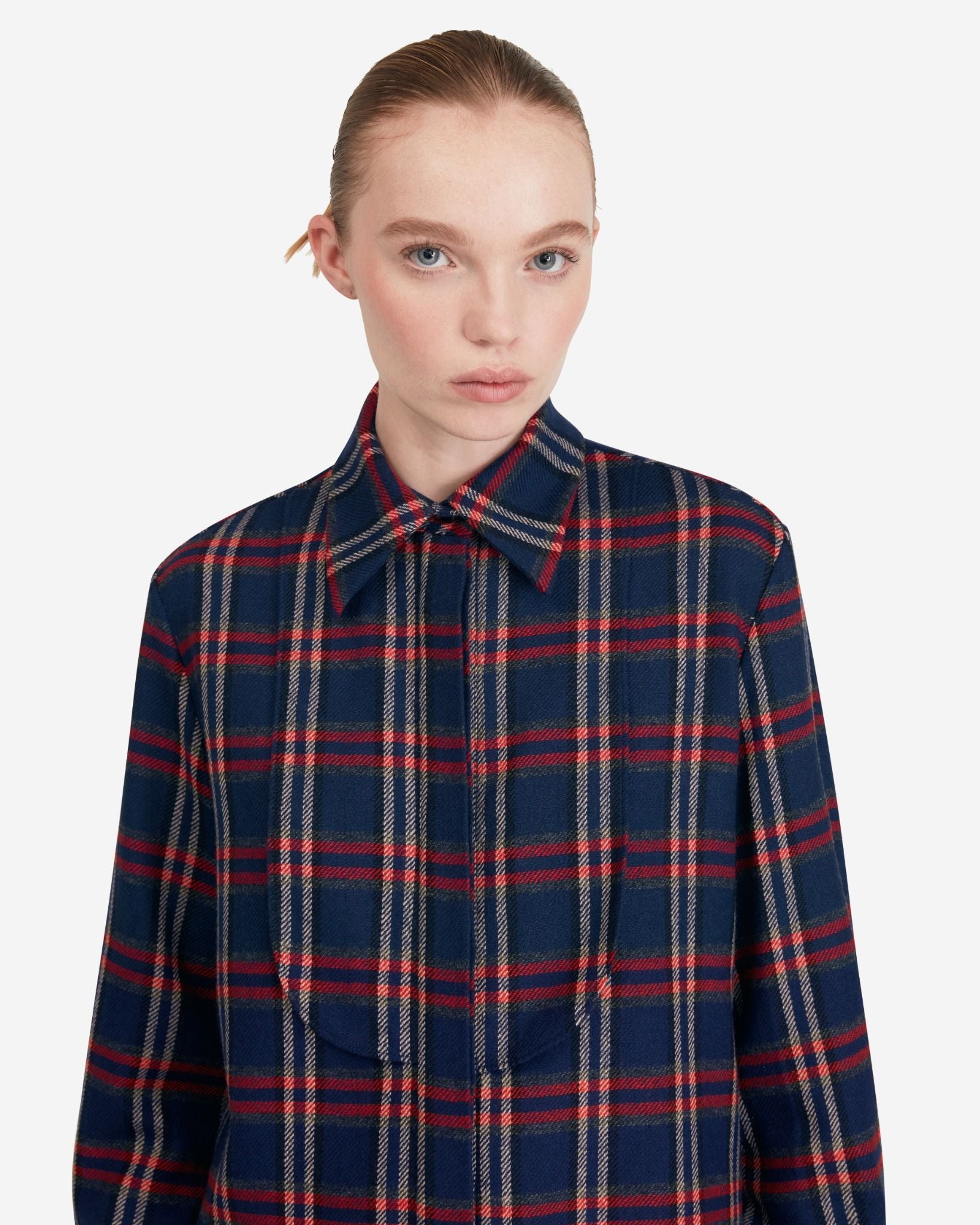 Bib Shirt in Navy Merino Wool