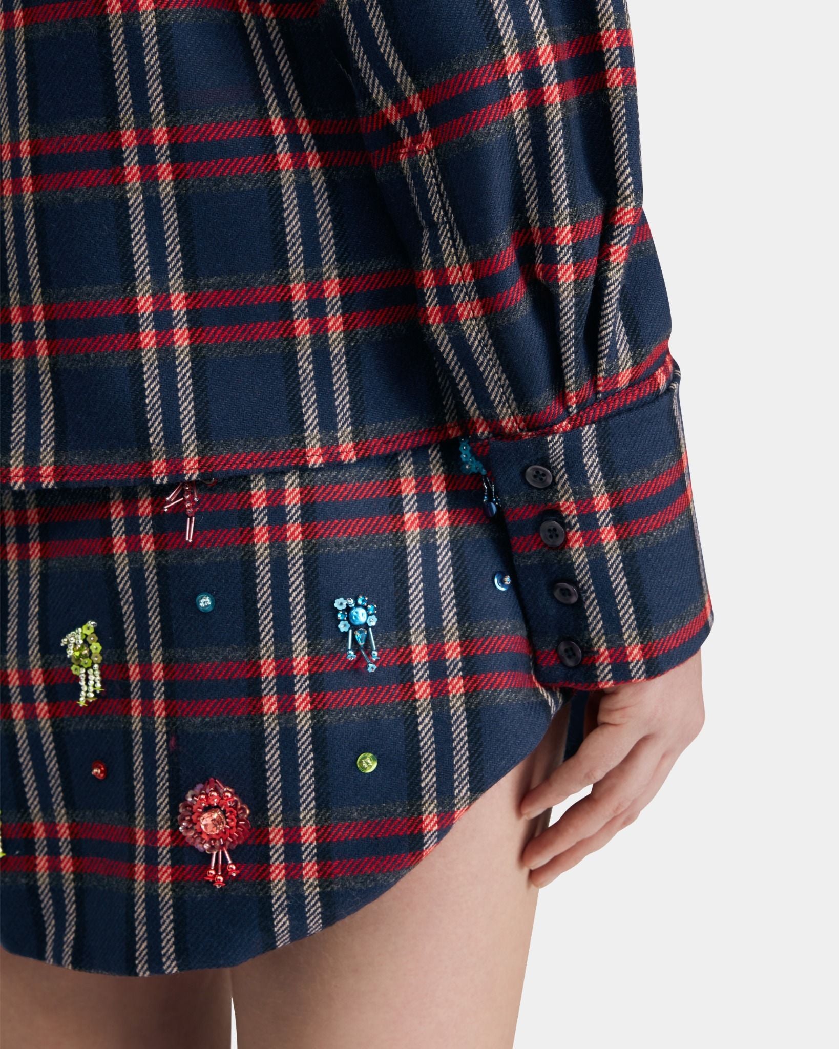 Bib Shirt in Navy Merino Wool