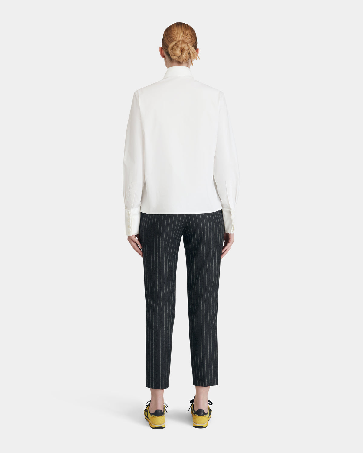 Bib Shirt in White Cotton