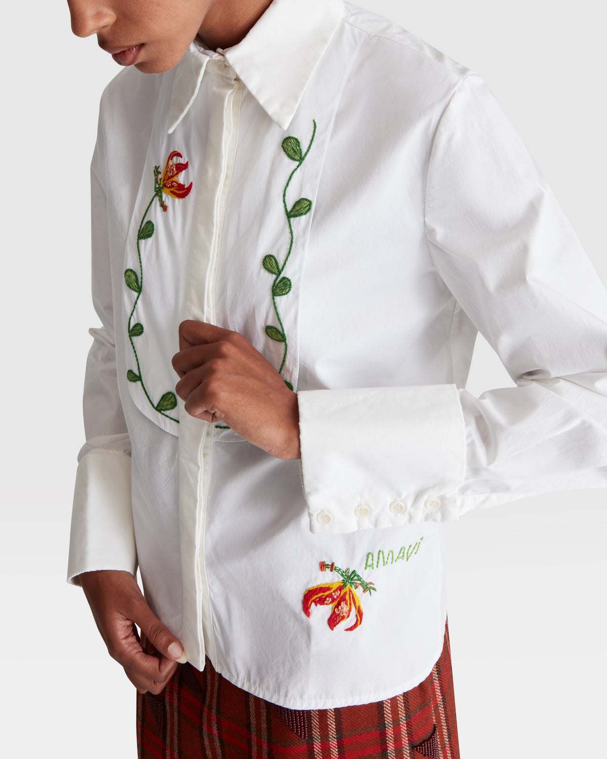 Bib Shirt in White Cotton