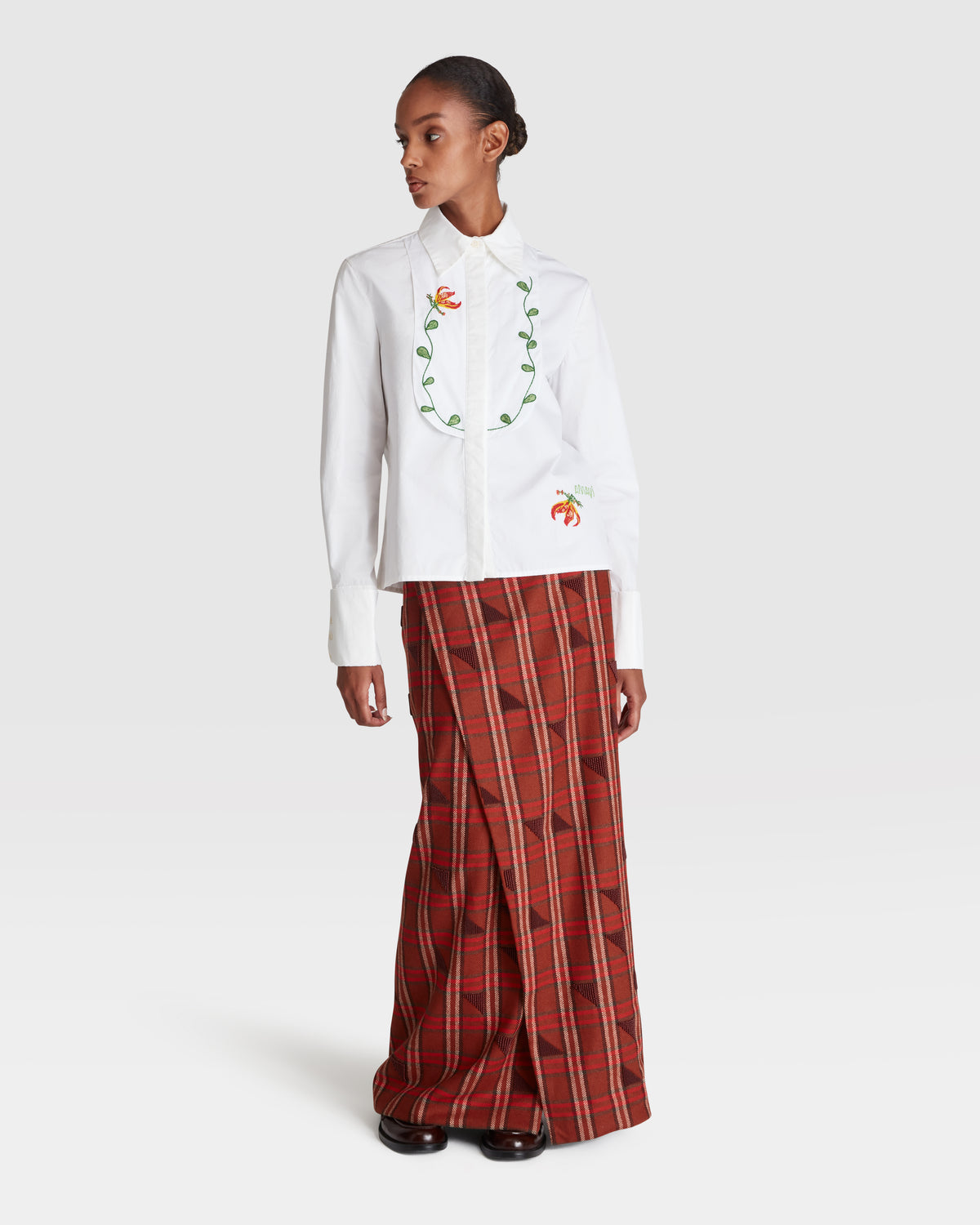 Bib Shirt in White Cotton