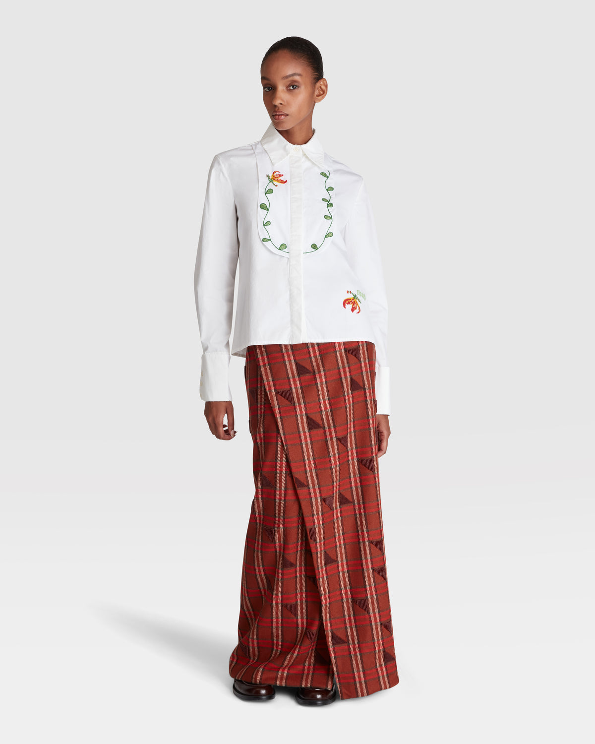Bib Shirt in White Cotton