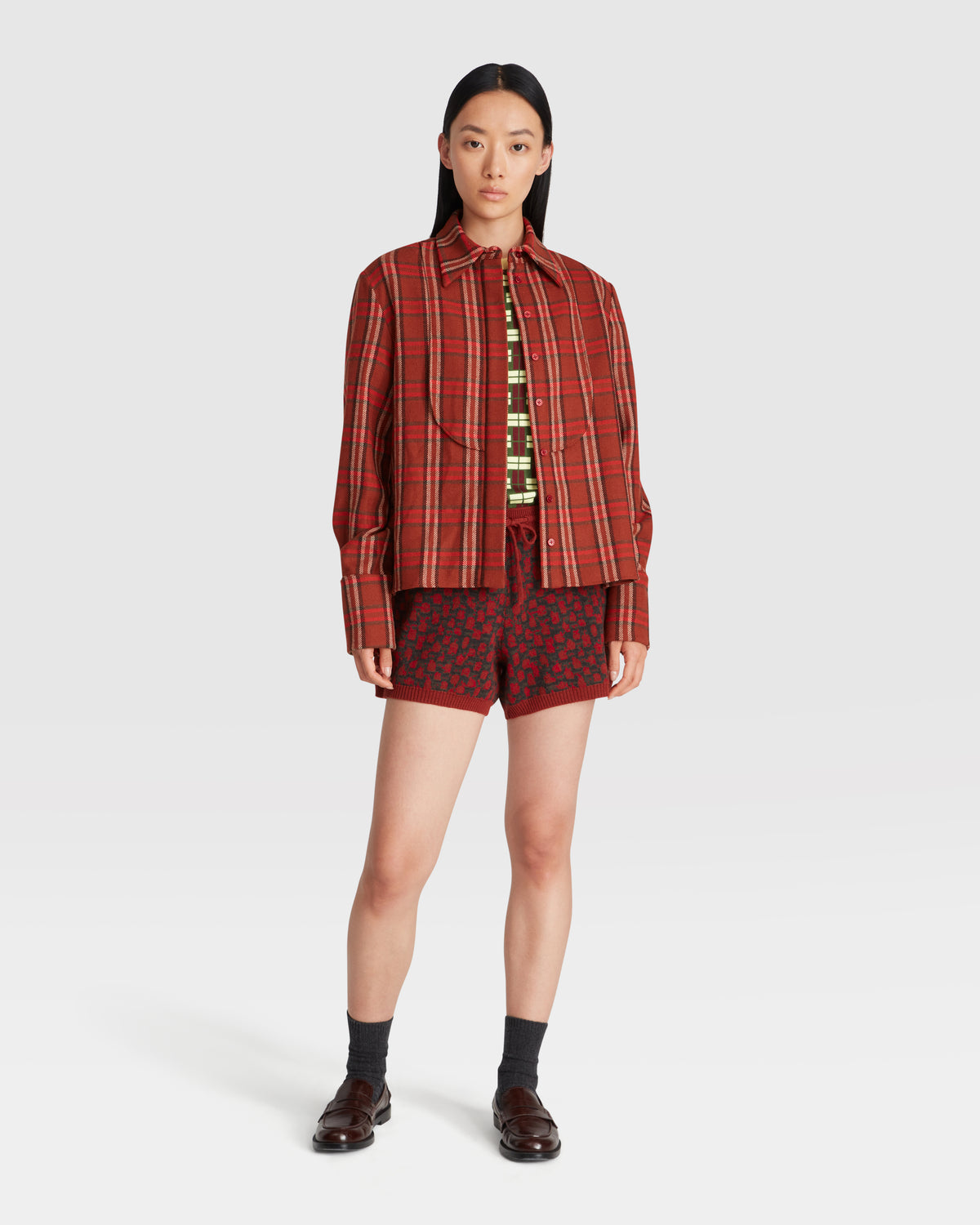 Bib Shirt in Rust Merino Wool