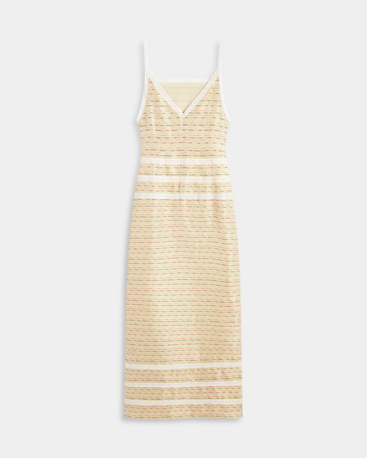 Lace-Trim Silk Column Dress