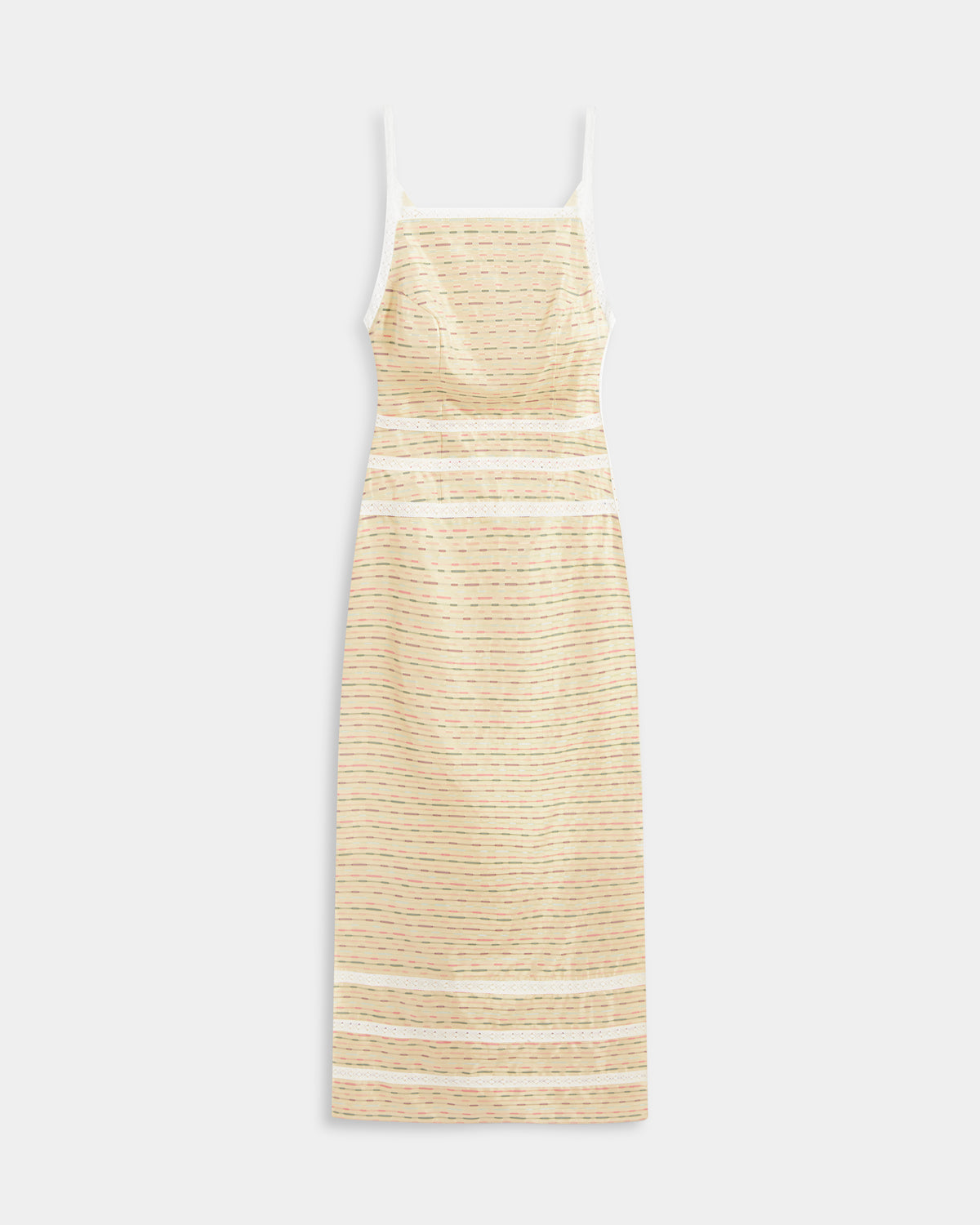 Lace-Trim Silk Column Dress