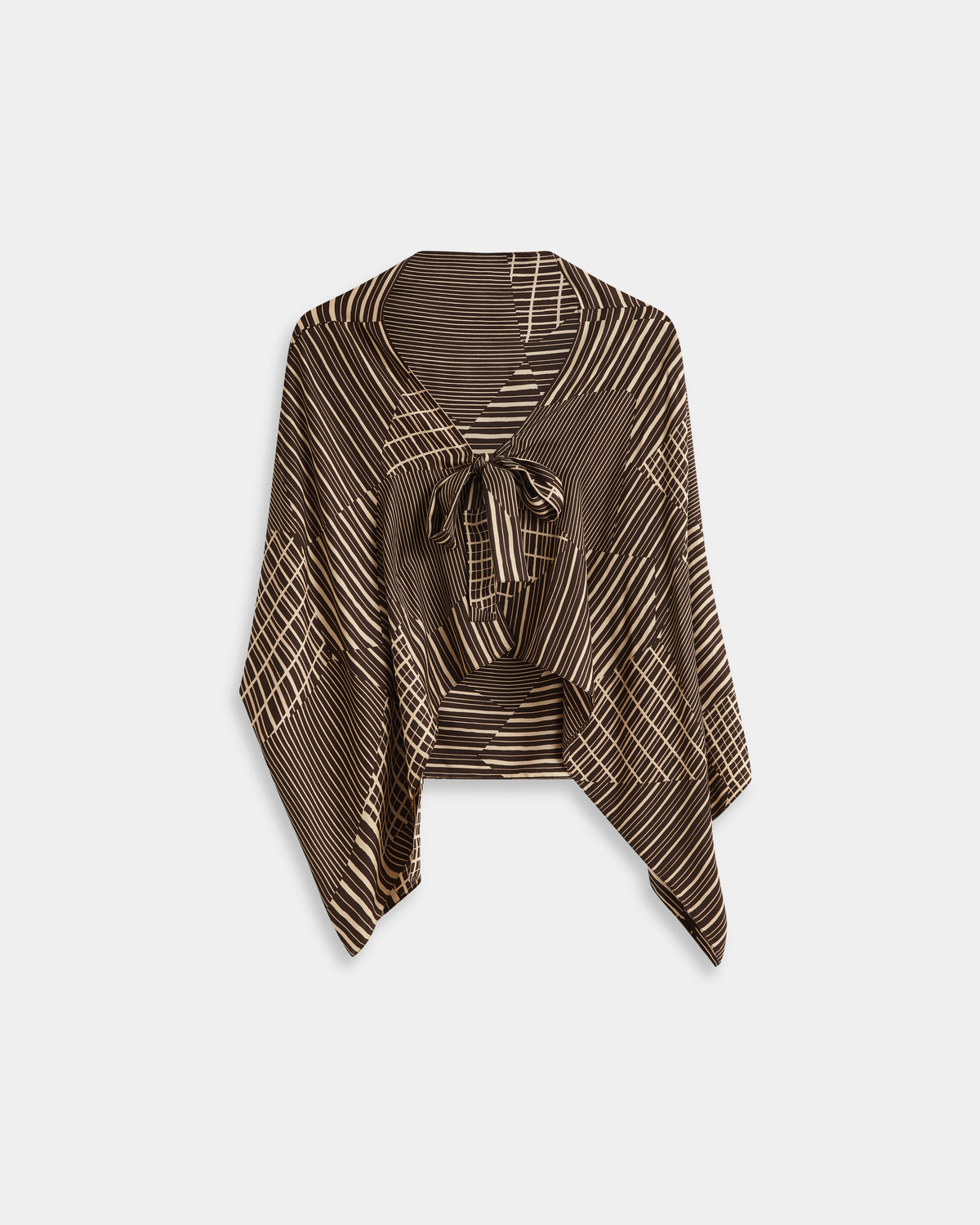 Silk Crepe Sleeveless Top in Hand Drawn Patchwork