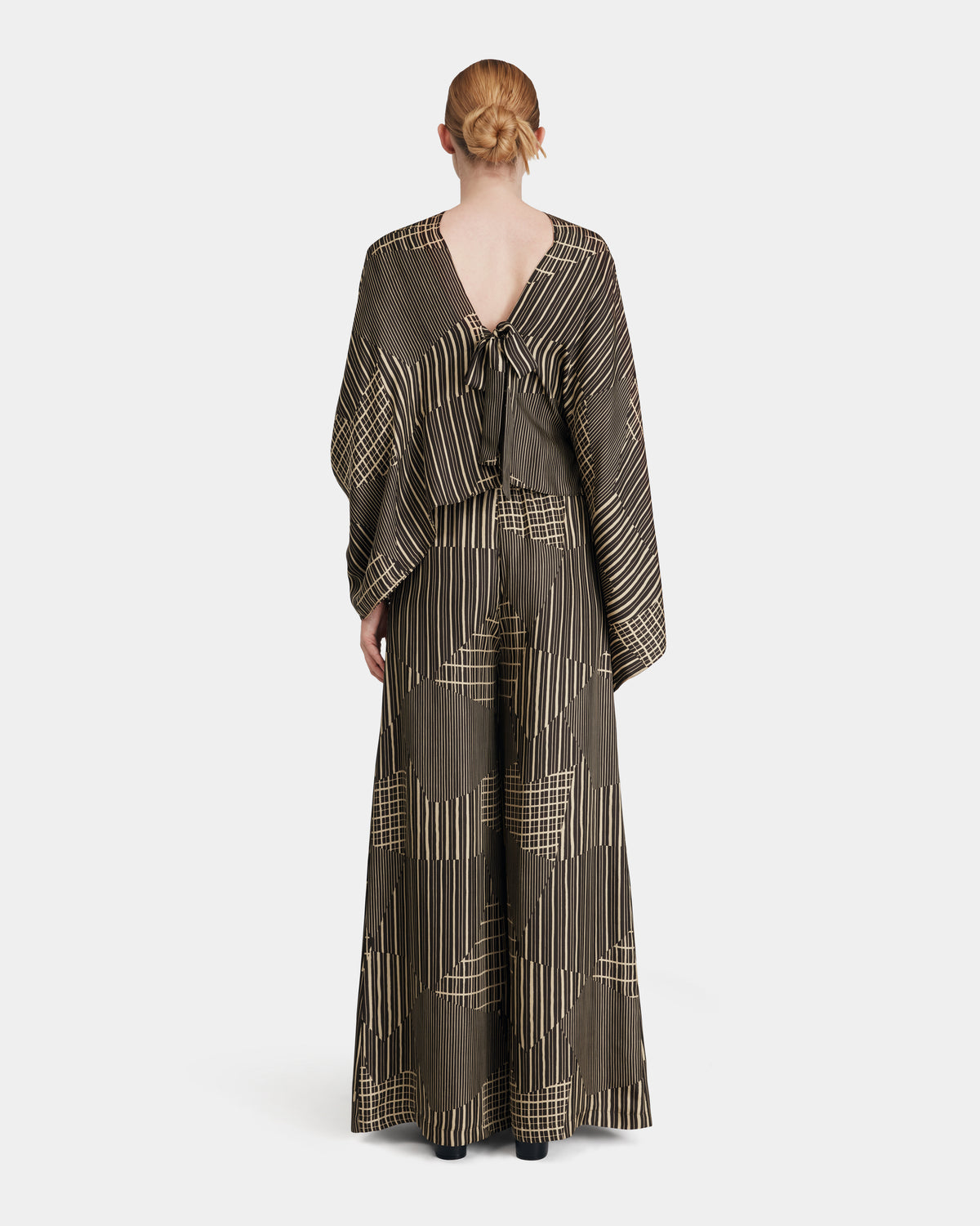 Silk Twill Trousers in Hand Drawn Patchwork