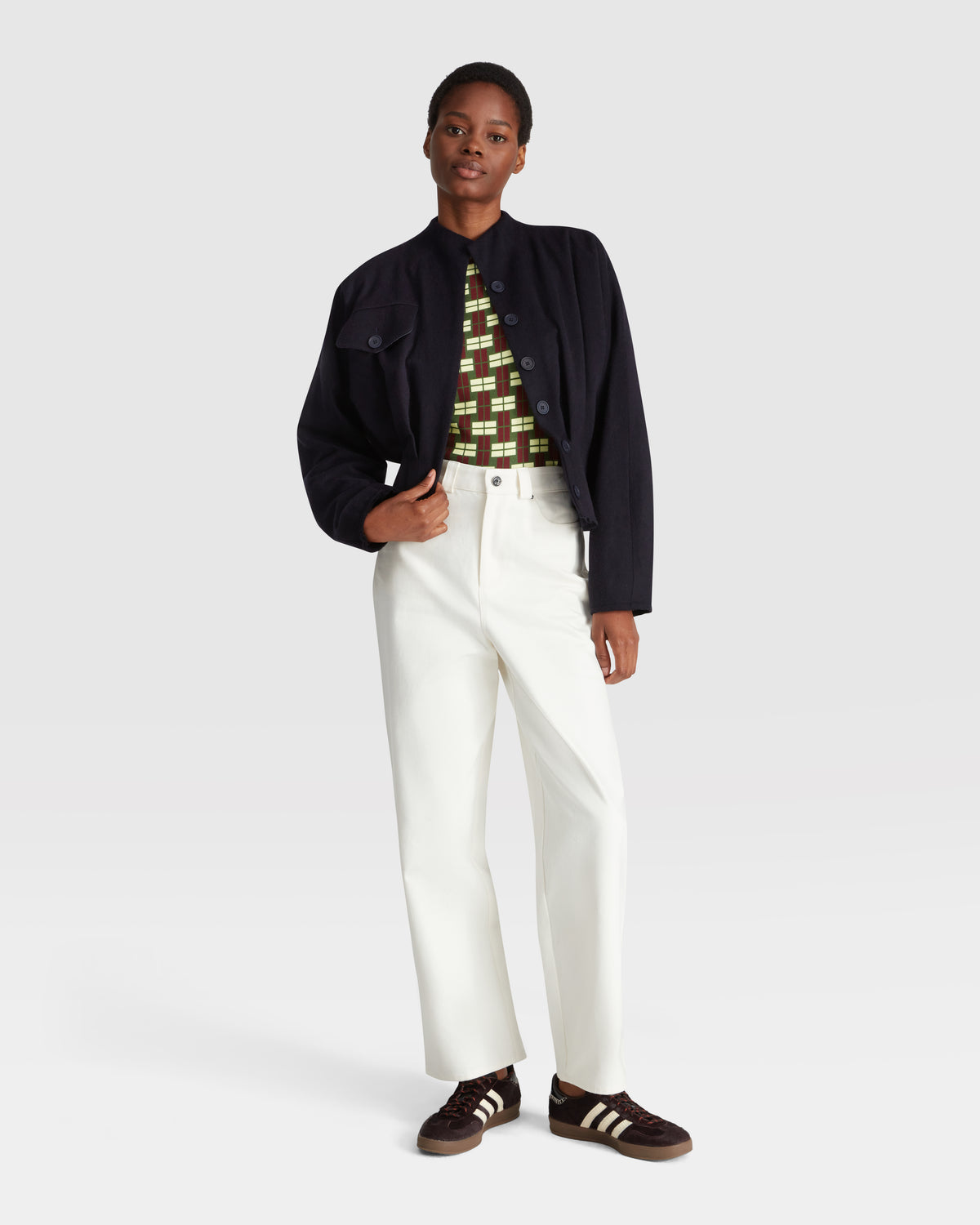 Short Cashmere Corset-Detail Jacket