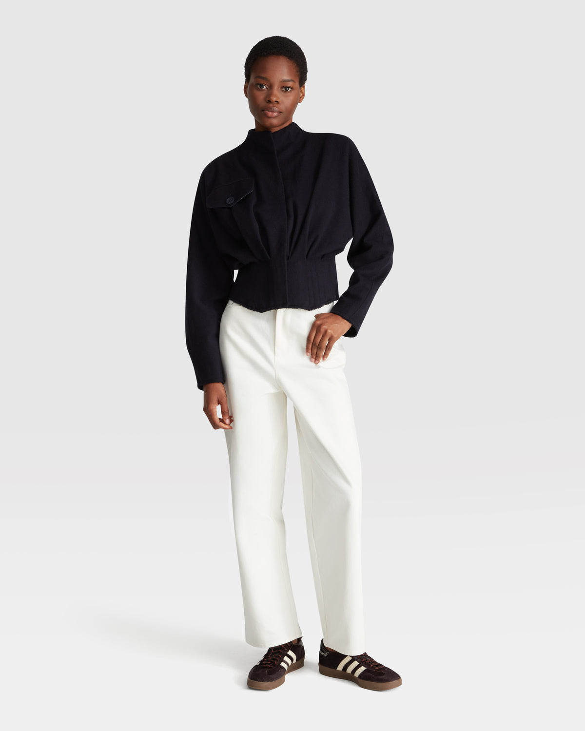 Short Cashmere Corset-Detail Jacket