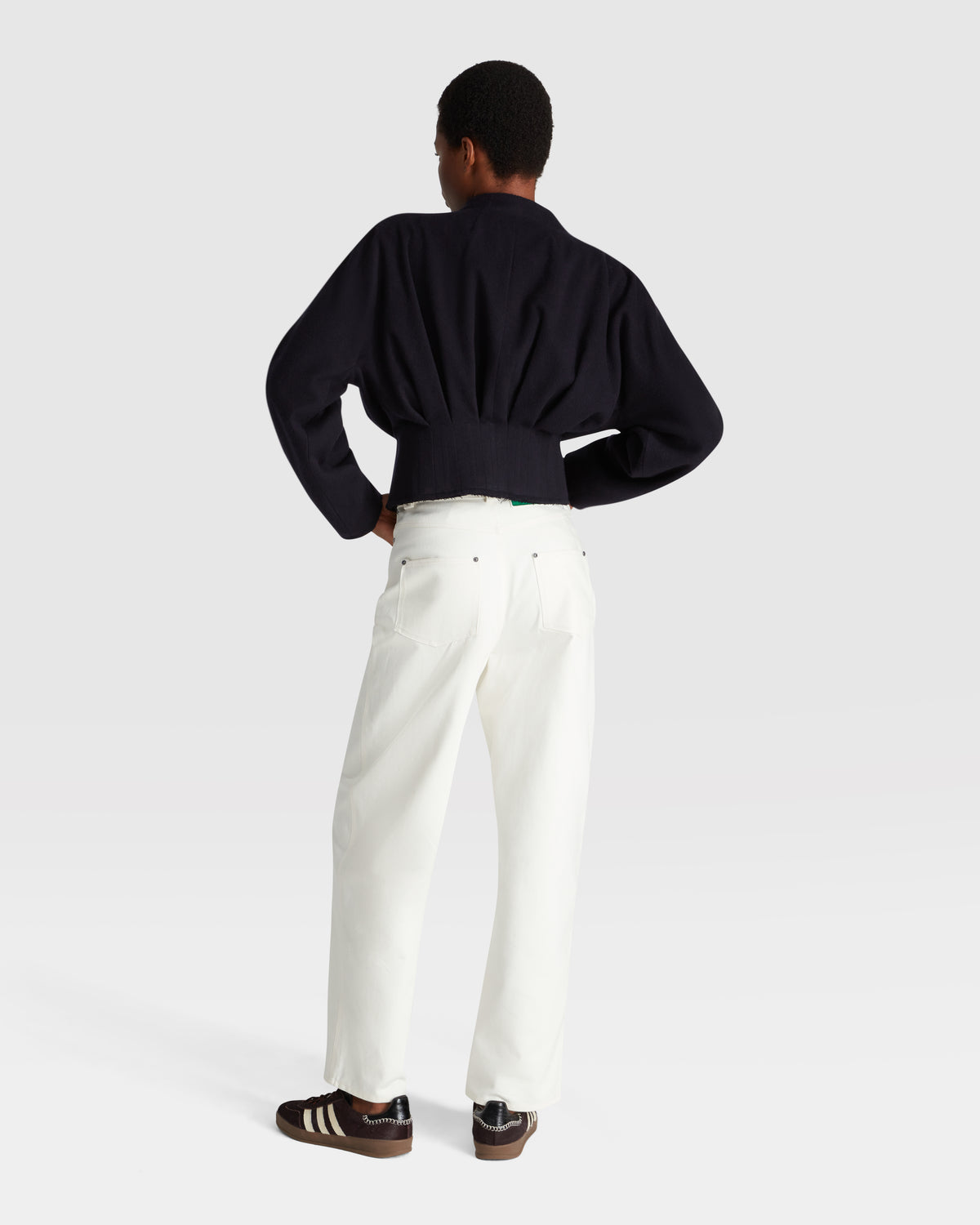 Short Cashmere Corset-Detail Jacket