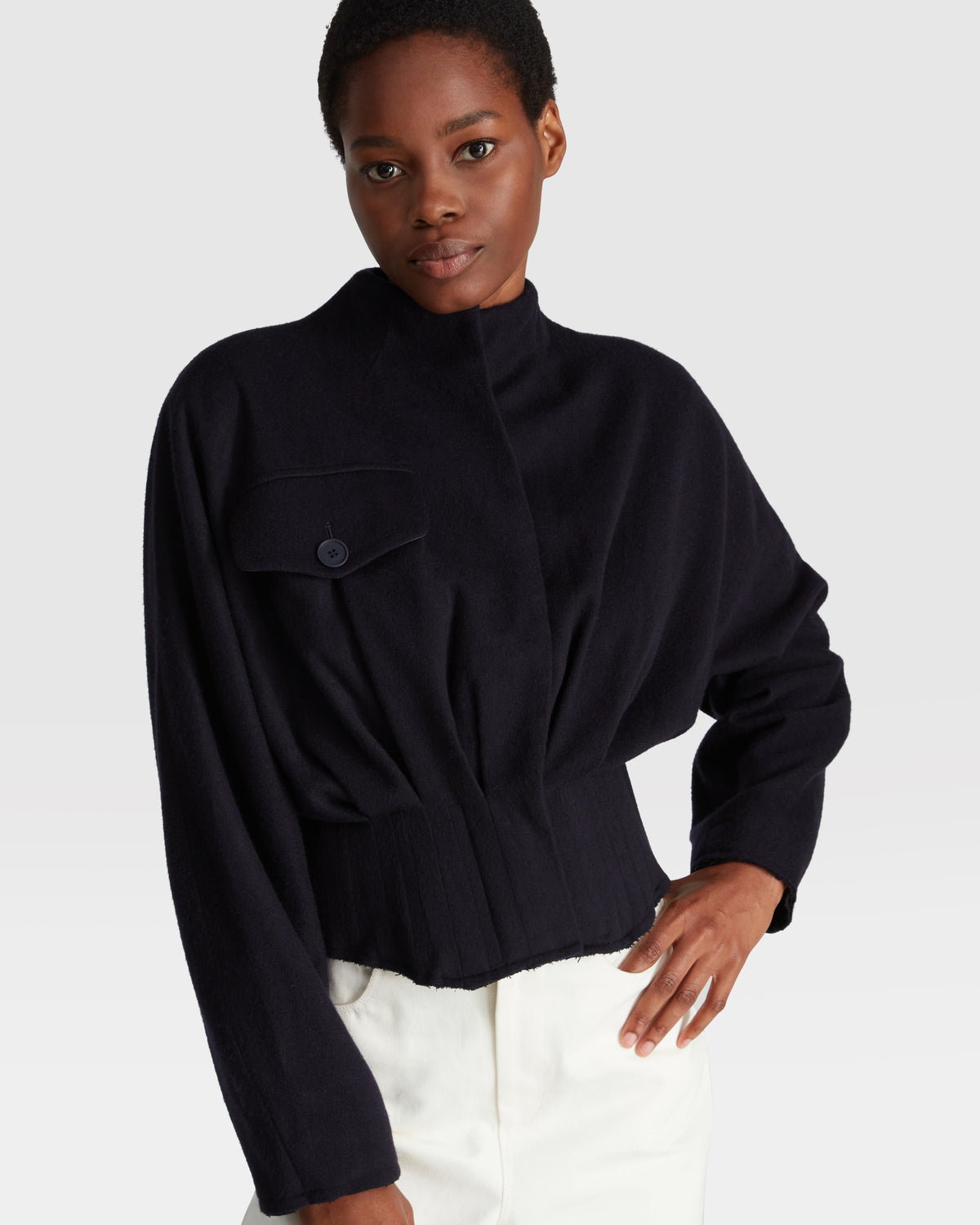Short Cashmere Corset-Detail Jacket