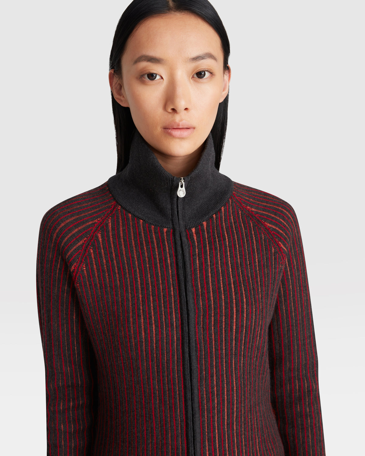 STRIPED CARDIGAN WITH ZIP