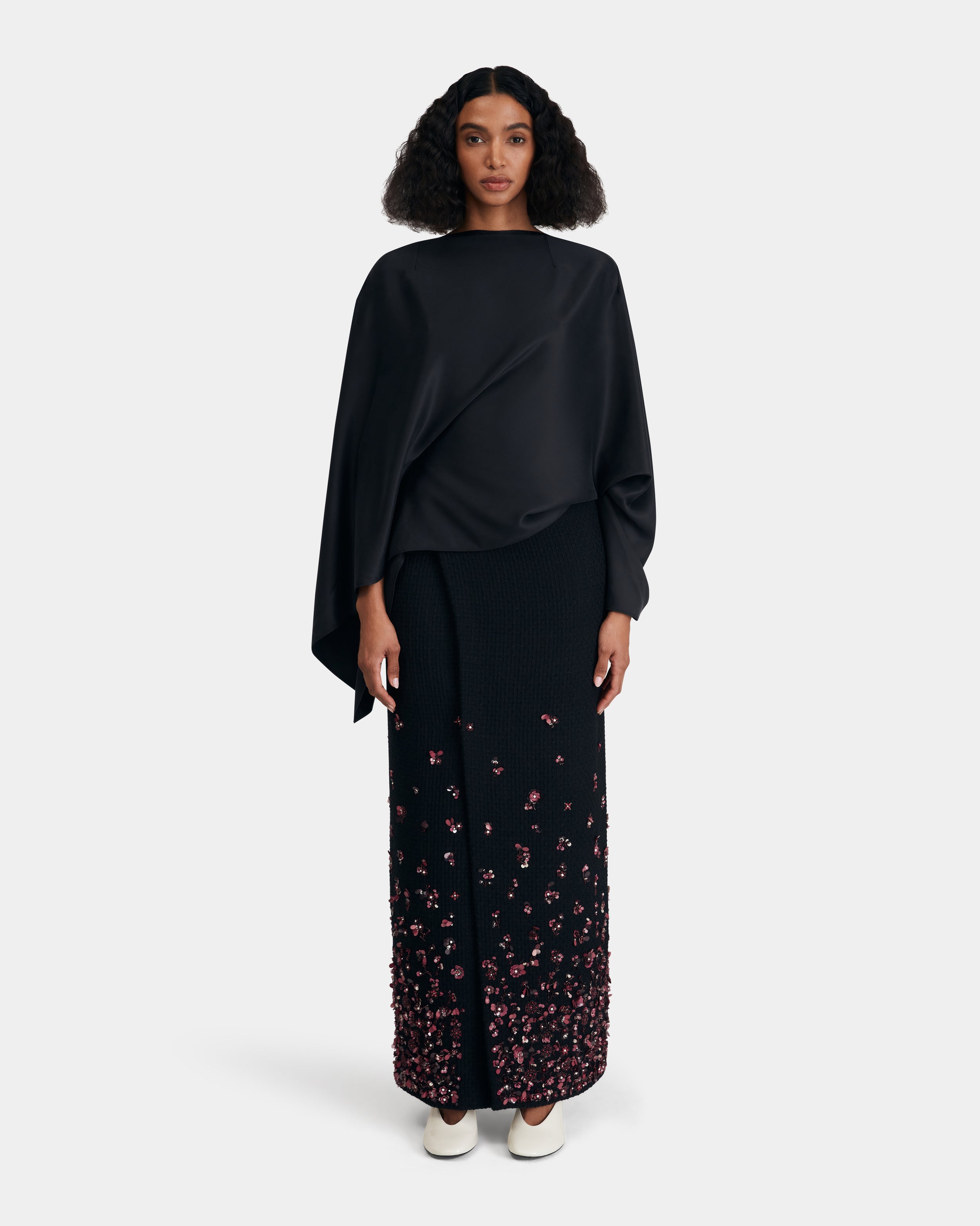 Bouclé Overlap Skirt