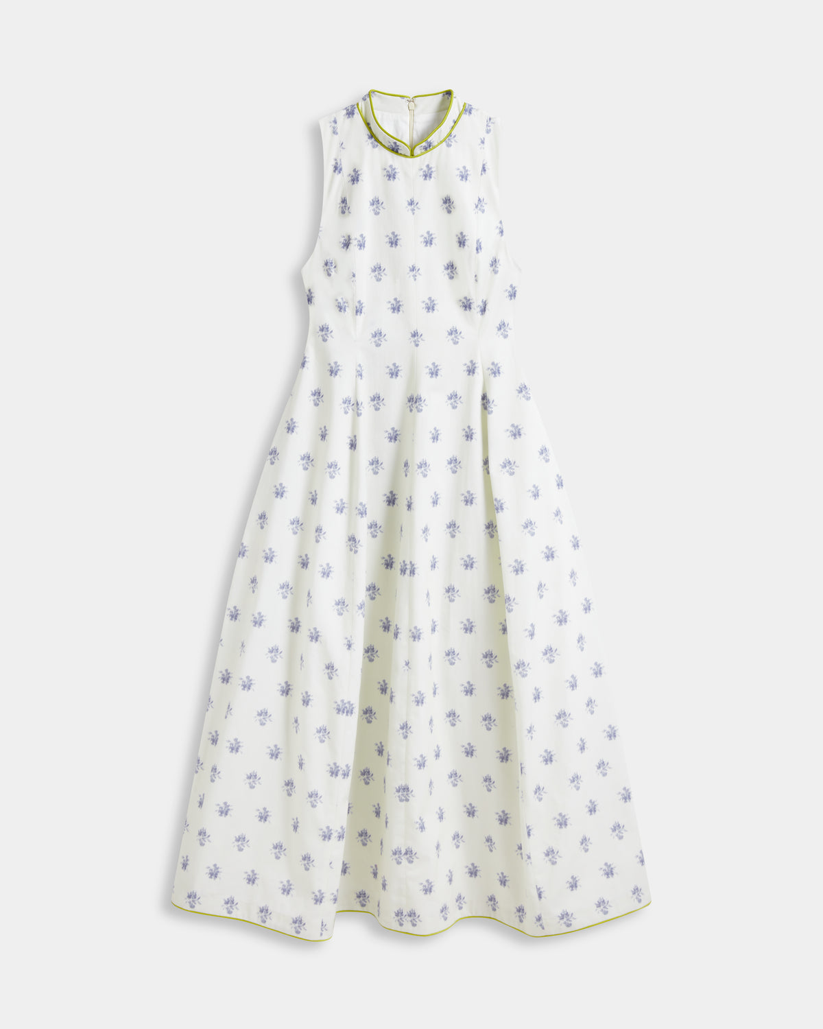 PIPED MANDARIN COLLAR MAXI DRESS
