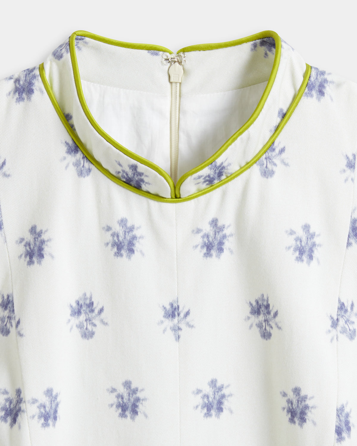 PIPED MANDARIN COLLAR MAXI DRESS