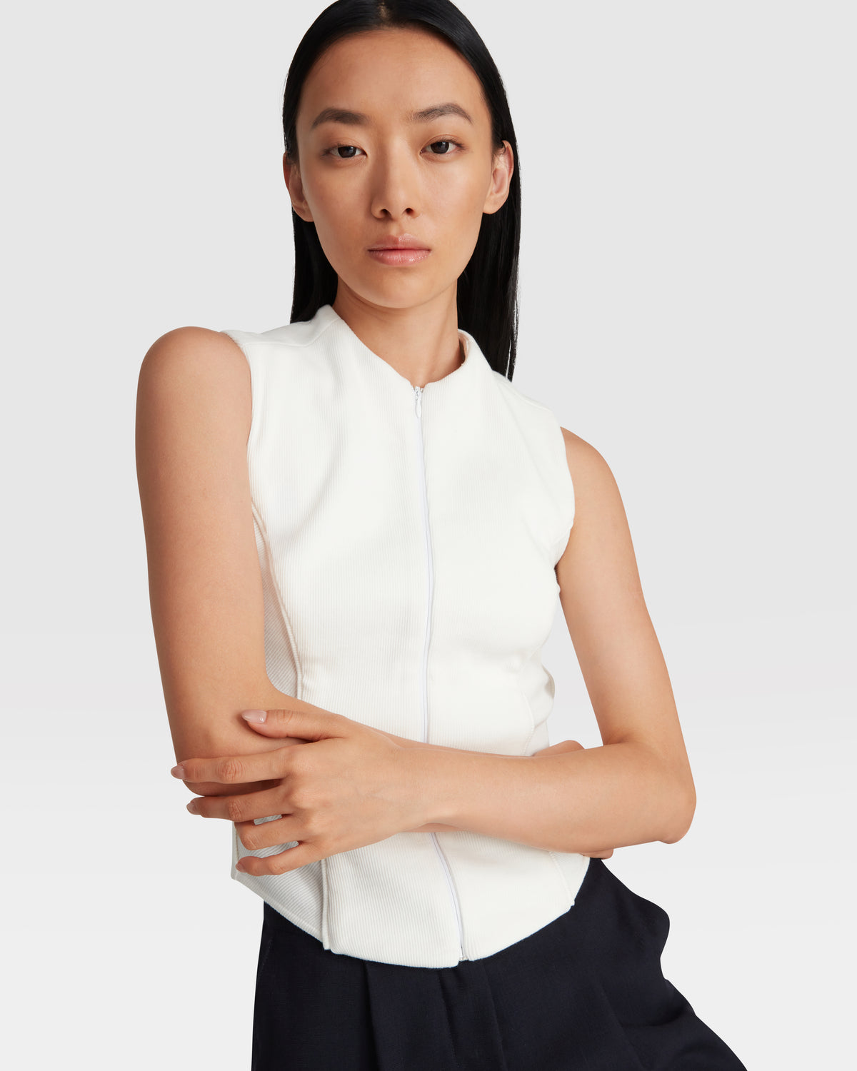 Ribbed Cotton Tank in White