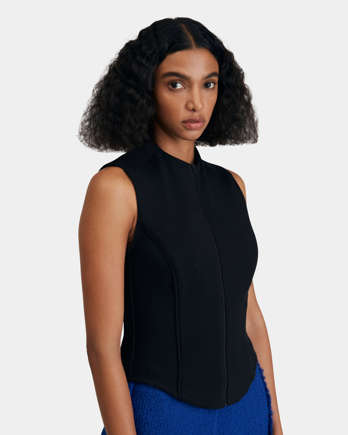 Ribbed Cotton Tank in Black