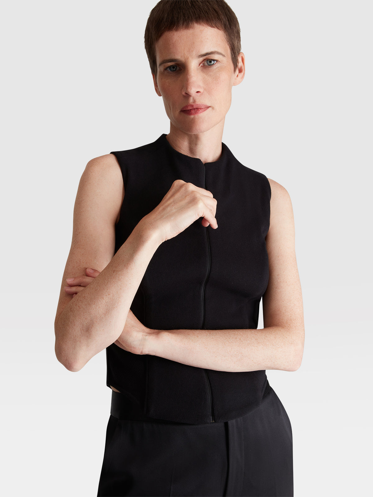 Ribbed Cotton Tank in Black