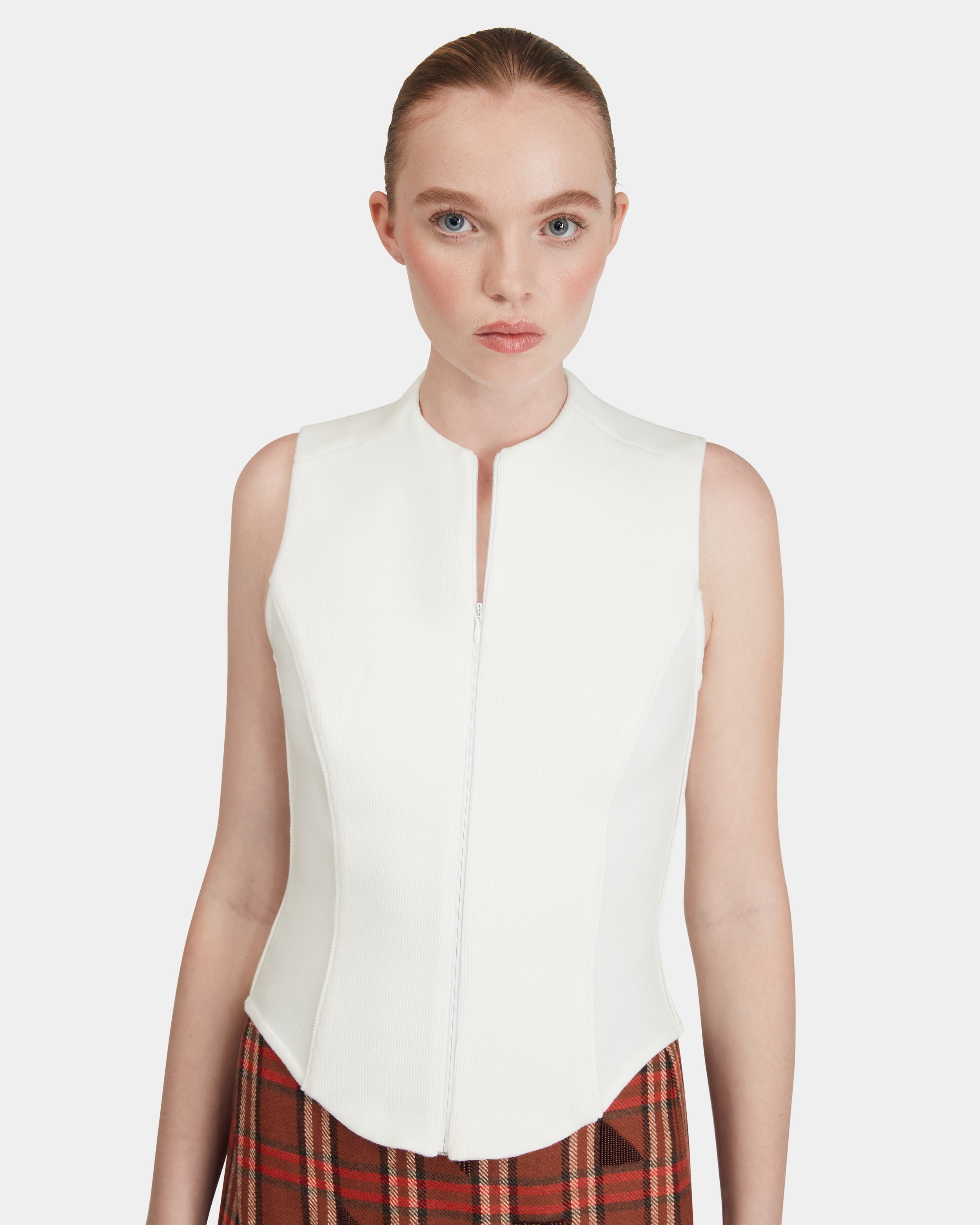 Ribbed Cotton Tank in White