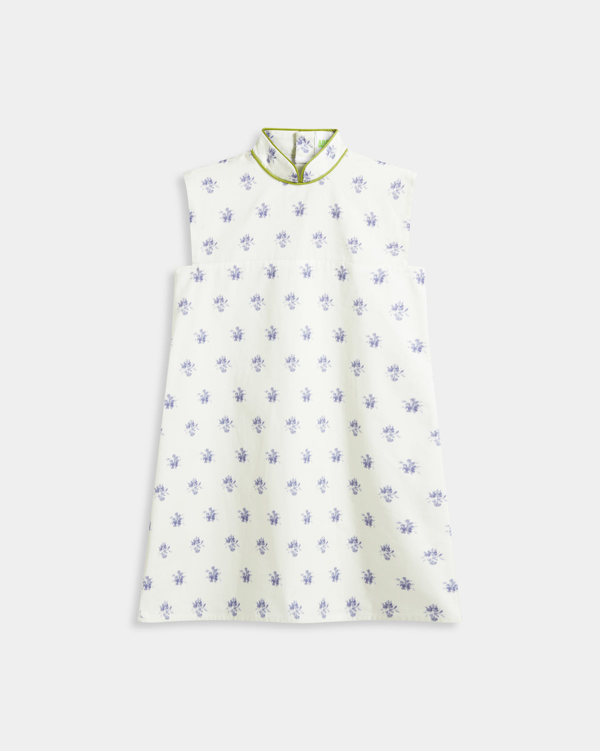 Piped Mandarin Collar Shift Dress