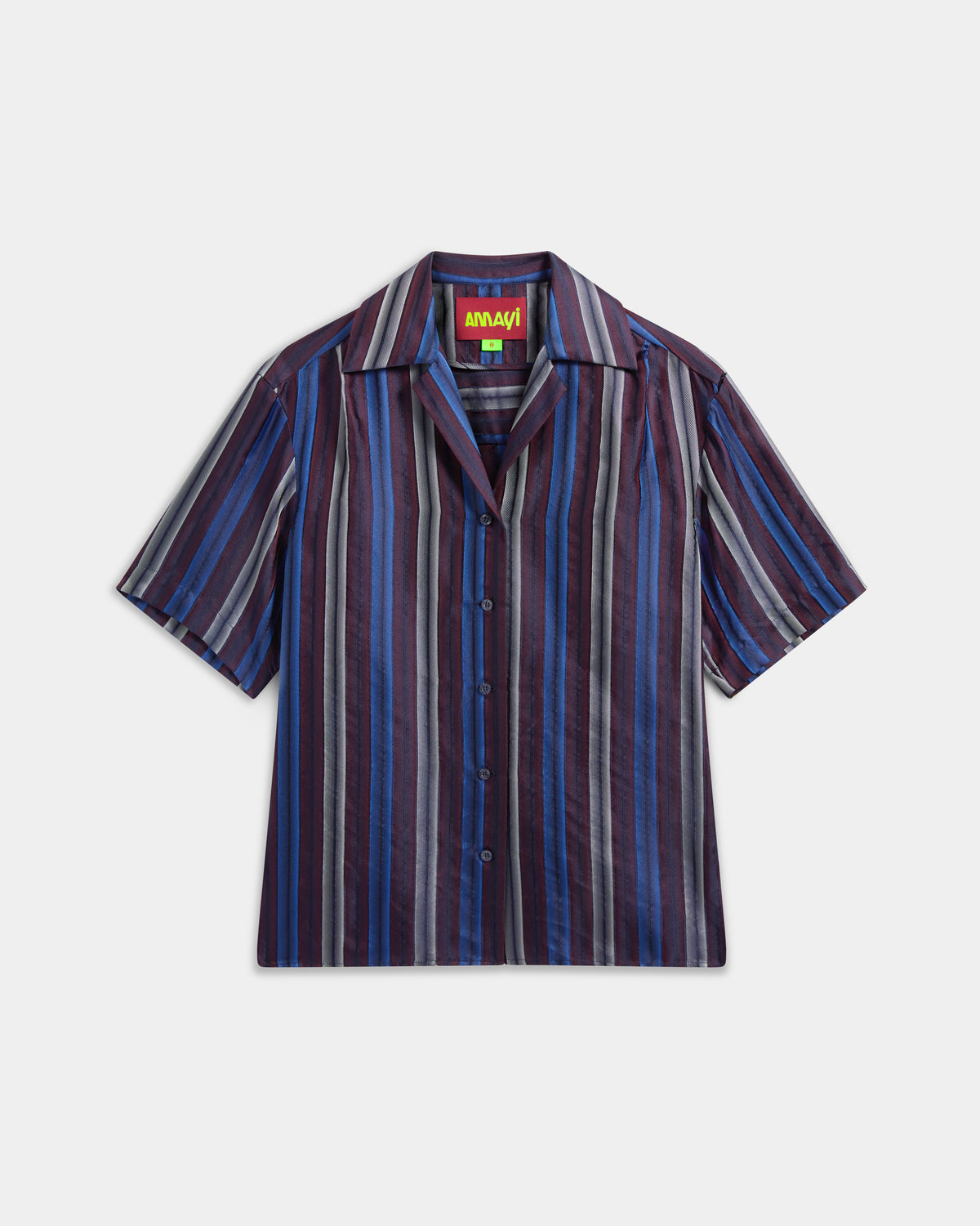 Striped Silk Jacquard Revere Shirt