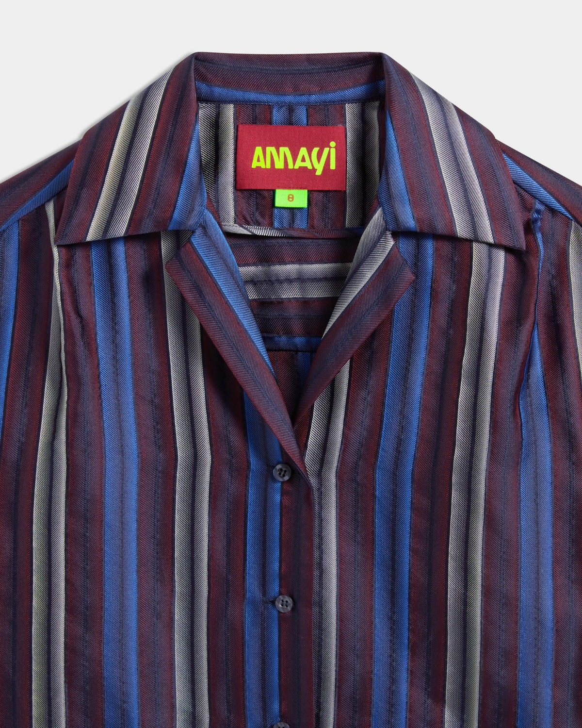 Striped Silk Jacquard Revere Shirt