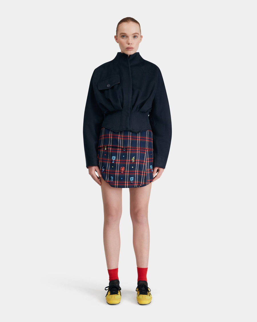 Short Cashmere Corset-Detail Jacket