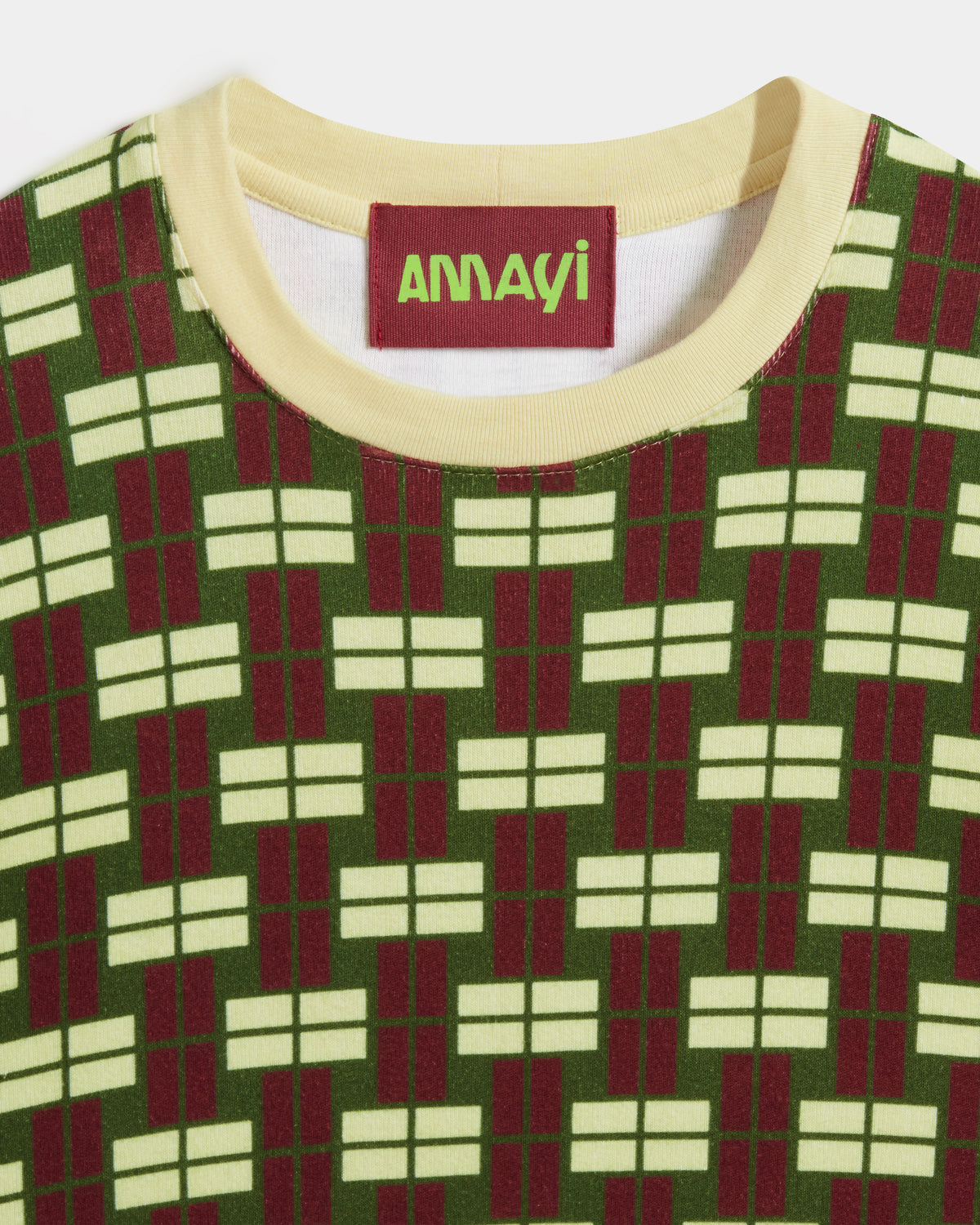 CHECKED CREW NECK T-SHIRT