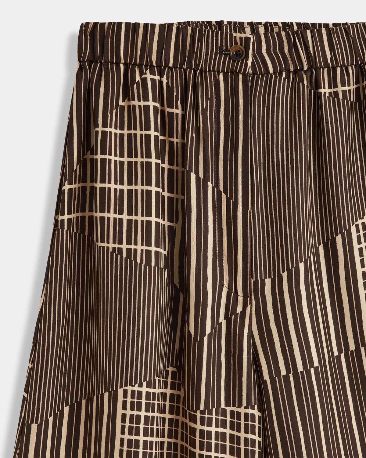 Silk Twill Trousers in Hand Drawn Patchwork