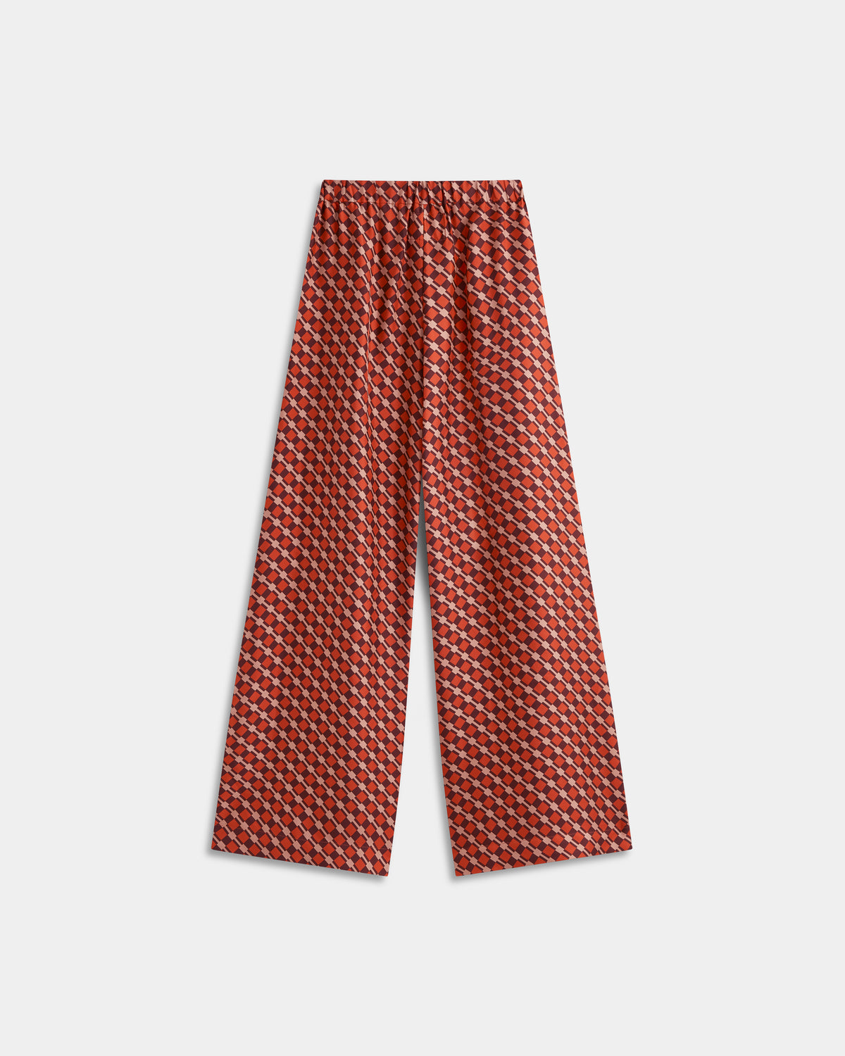 Silk Twill Trousers in Rust and Brown Check